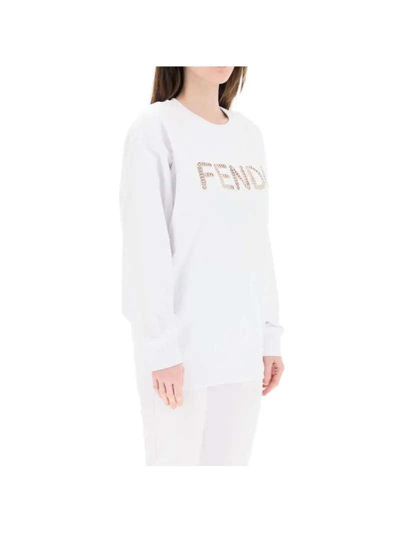 Худи (WMNS) FENDI Alphabet Logo Round Neck Long Sleeves Hoodie White — изображение 2 из 4, белый