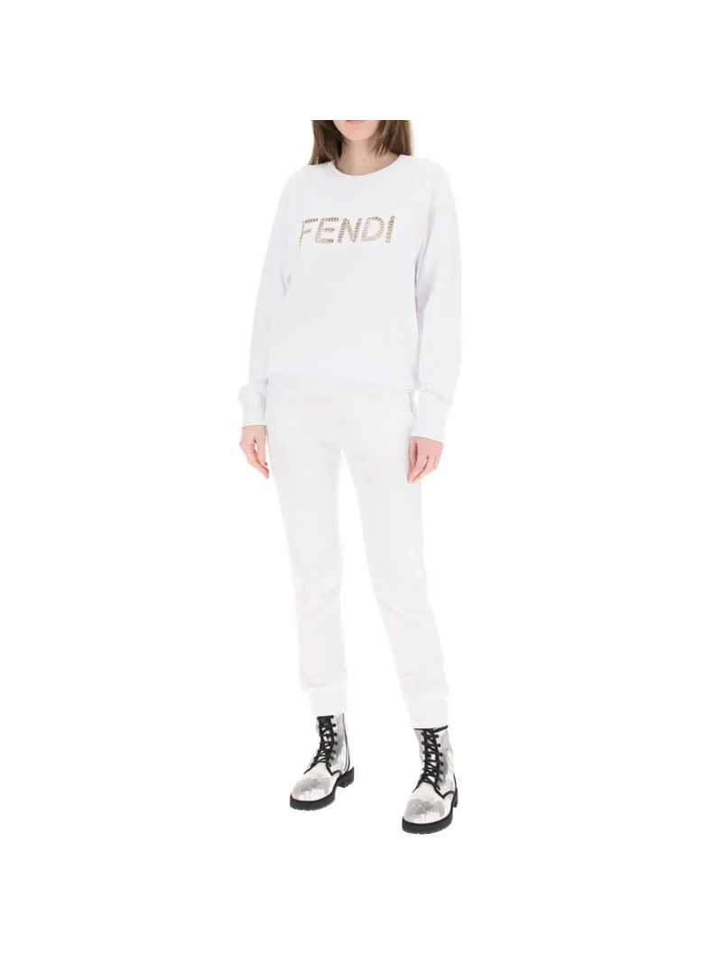 Худи (WMNS) FENDI Alphabet Logo Round Neck Long Sleeves Hoodie White — изображение 4 из 4, белый