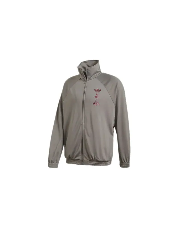Куртка originals logo printing sports stand collar jacket gray Adidas — изображение 2 из 4, серый