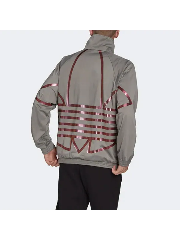 Куртка originals logo printing sports stand collar jacket gray Adidas — изображение 4 из 4, серый