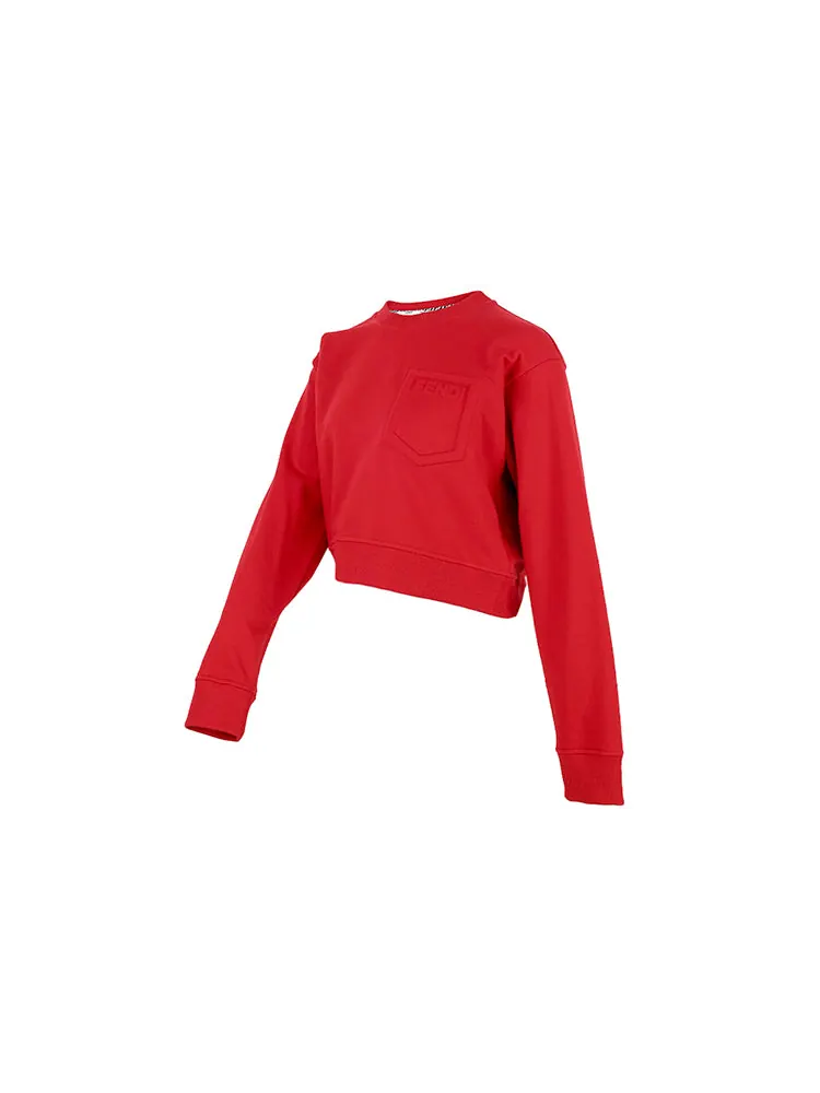 Толстовка (WMNS) FENDI SS21 Logo Printing Round-neck Swea Red — изображение 3 из 4, красный