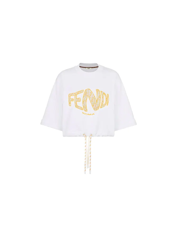 Худи (WMNS) FENDI FW21 Detachable sleeve Round Neck Sports Short Hoodie White — изображение 2 из 4, белый