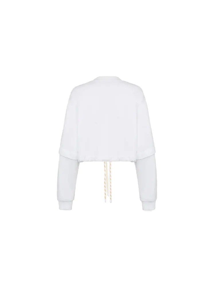 Худи (WMNS) FENDI FW21 Detachable sleeve Round Neck Sports Short Hoodie White — изображение 3 из 4, белый