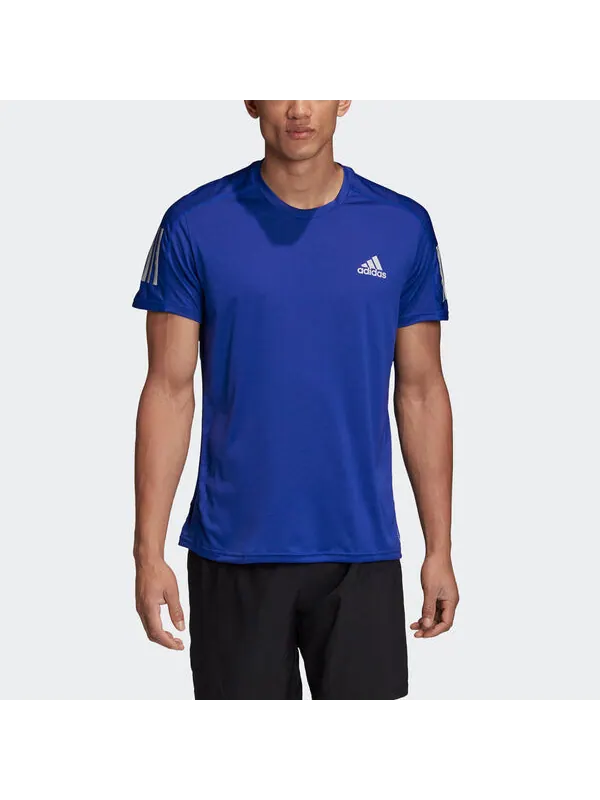 Футболка own the run tee training sports reflective stripe short sleeve blue Adidas — изображение 3 из 4, синий
