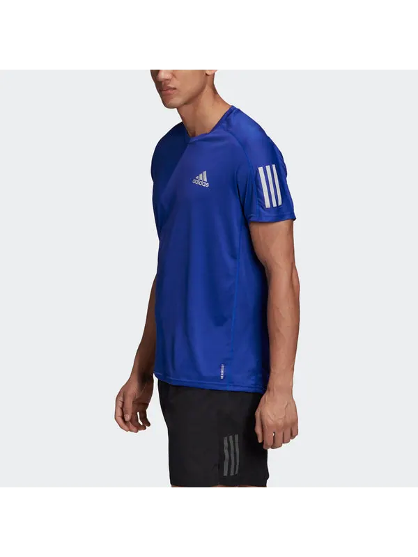 Футболка own the run tee training sports reflective stripe short sleeve blue Adidas — изображение 4 из 4, синий