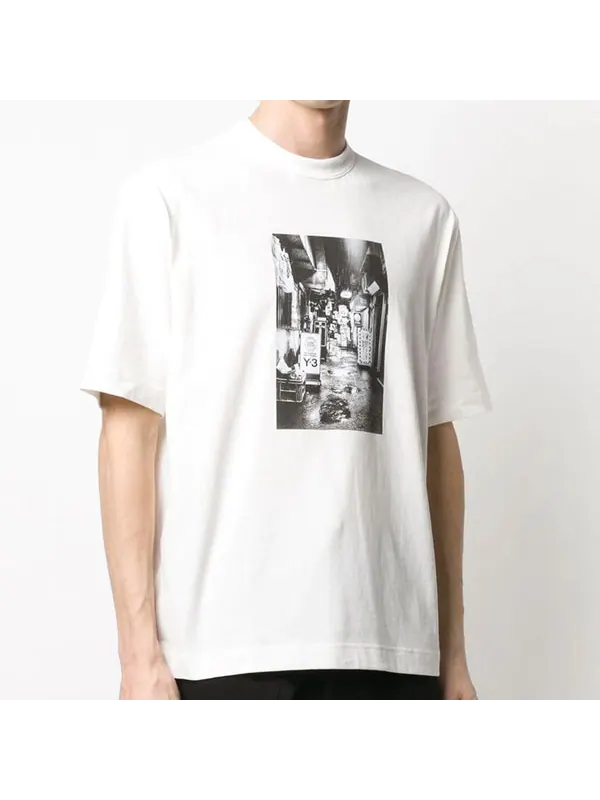 Футболка men's y-3 ss20 photo printing round neck short sleeve white Adidas — изображение 2 из 4, белый