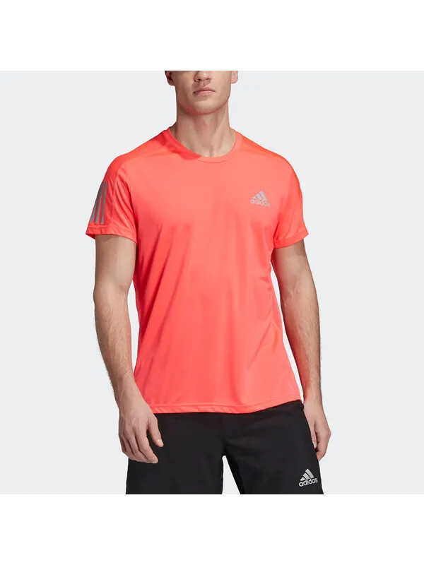 Футболка adidas Own the Run Tee Running Sports Reflective Stripe Round Neck Short Sleeve Pink Red — изображение 3 из 4