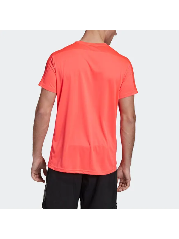 Футболка adidas Own the Run Tee Running Sports Reflective Stripe Round Neck Short Sleeve Pink Red — изображение 4 из 4