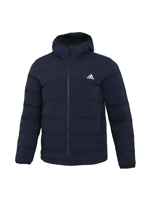 Пуховик adidas Helionic S H J Outdoor Sports hooded down Jacket Dark Blue — изображение 1 из 4, синий