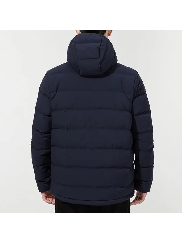 Пуховик adidas Helionic S H J Outdoor Sports hooded down Jacket Dark Blue — изображение 4 из 4, синий