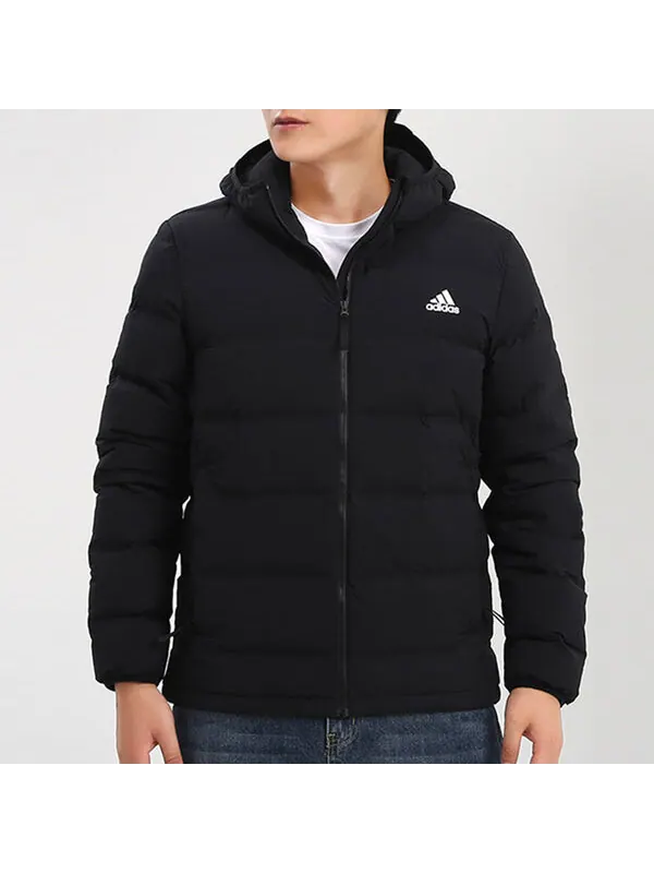 Пуховик adidas Casual Sports hooded down Jacket Black — изображение 3 из 4, черный