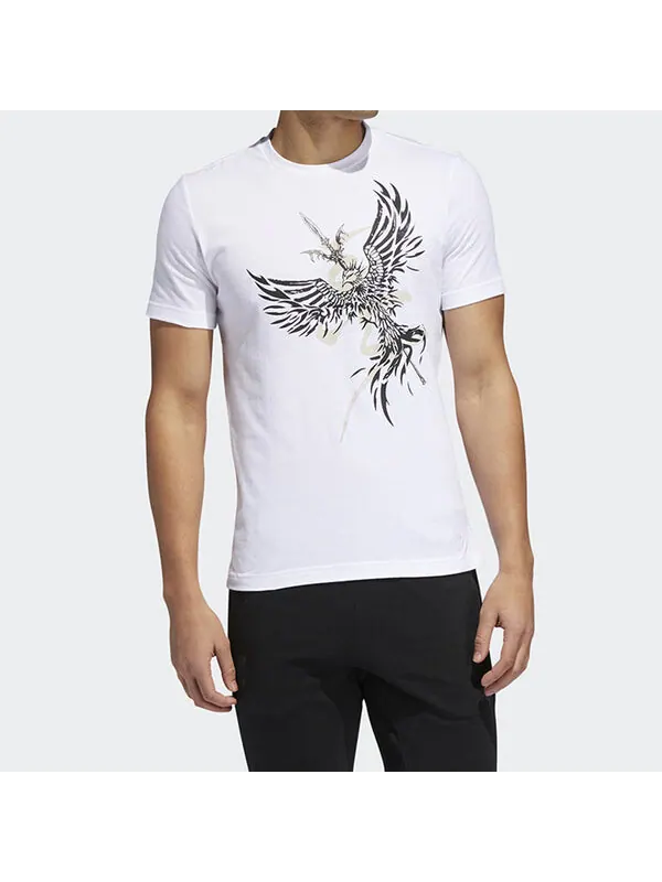 Футболка printed crew neck short sleeve men's white Adidas — изображение 3 из 4, белый