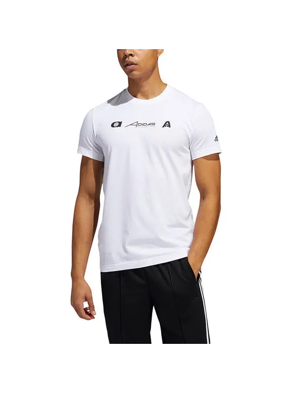Футболка adidas Sports Training Casual Round Neck Short Sleeve White — изображение 3 из 4, белый
