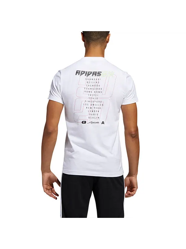 Футболка adidas Sports Training Casual Round Neck Short Sleeve White — изображение 4 из 4, белый