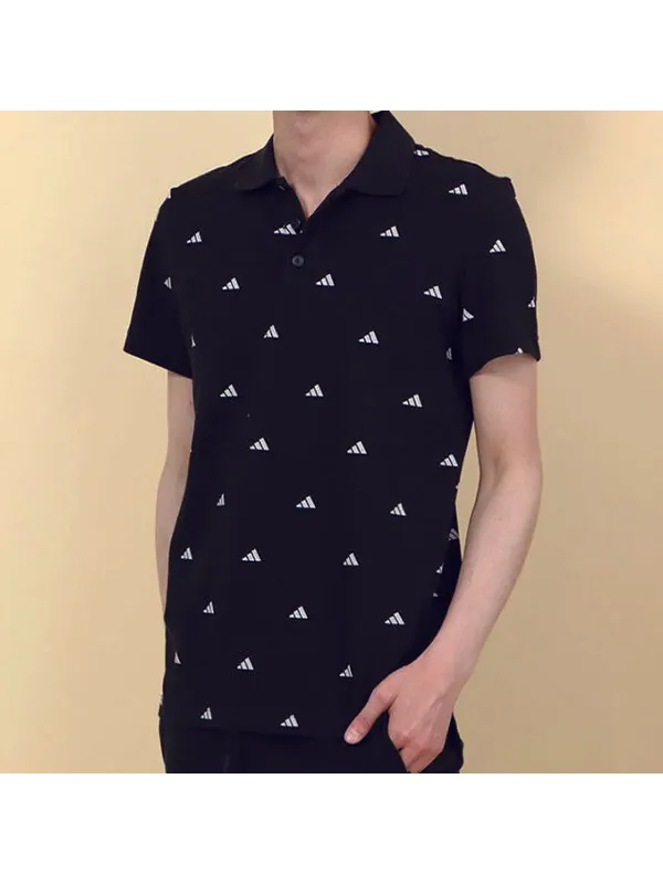 Футболка sports short-sleeve polo shirt men blackwhite Adidas — изображение 3 из 4, черный белый