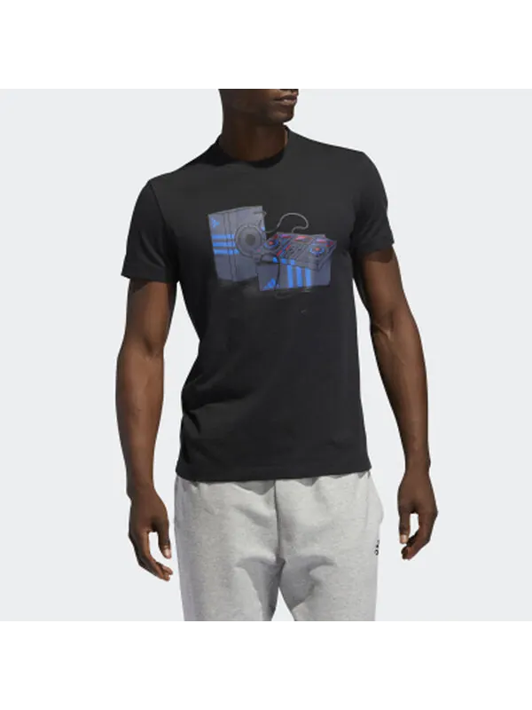 Футболка m gfx t bos sports round neck short sleeve black Adidas — изображение 3 из 4, черный