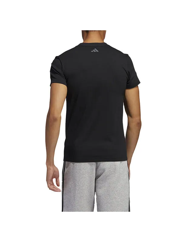 Футболка sports stylish short sleeve 'black' Adidas — изображение 3 из 4, черный