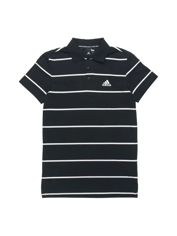 Футболка yarn dye stripe short sleeve polo shirt black Adidas — изображение 1 из 4, черный