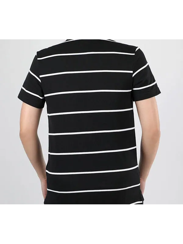 Футболка yarn dye stripe short sleeve polo shirt black Adidas — изображение 4 из 4, черный