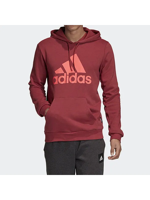 Толстовка men's hooded pullover long sleeves red Adidas — изображение 3 из 4, красный