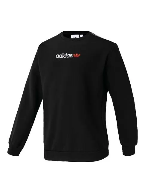 Толстовка originals linear crew logo printing casual sports black Adidas — изображение 1 из 4, черный