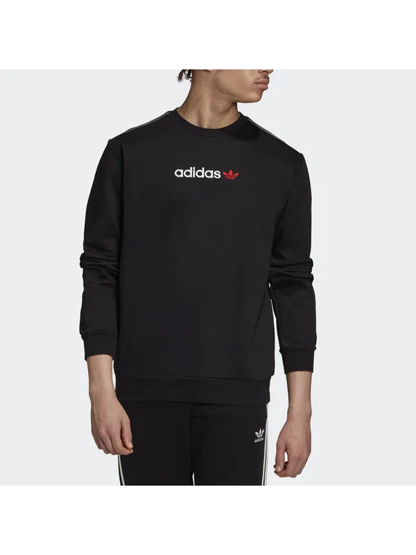 Толстовка originals linear crew logo printing casual sports black Adidas — изображение 3 из 4, черный