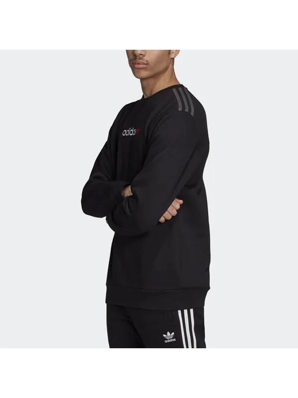 Толстовка originals linear crew logo printing casual sports black Adidas — изображение 4 из 4, черный