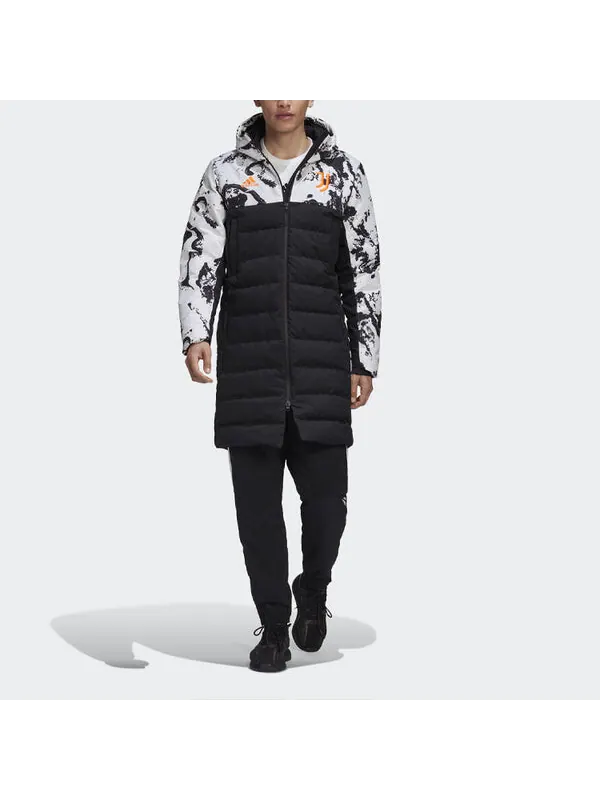 Пуховик adidas Juve Ssp Dwcoat Juventus Colorblock Soccer/Football mid-length Sports hooded down — изображение 3 из 4, черный