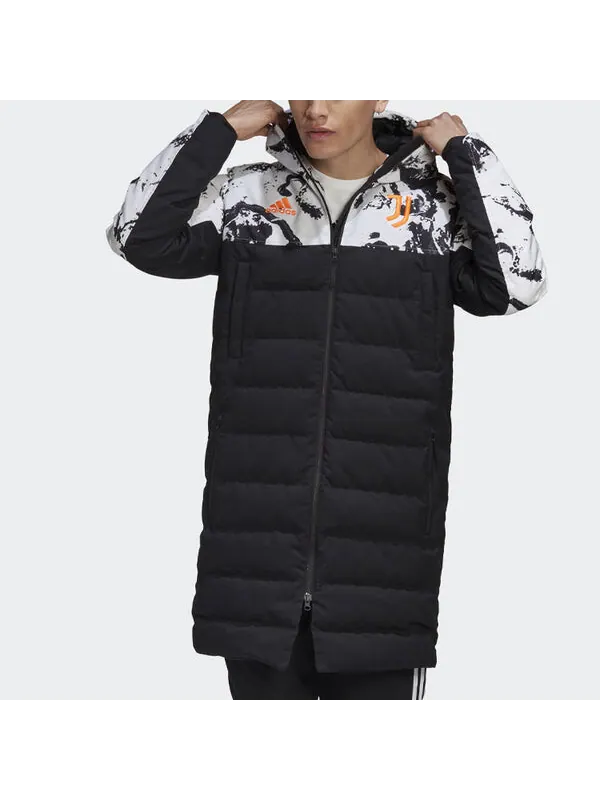 Пуховик adidas Juve Ssp Dwcoat Juventus Colorblock Soccer/Football mid-length Sports hooded down — изображение 4 из 4, черный