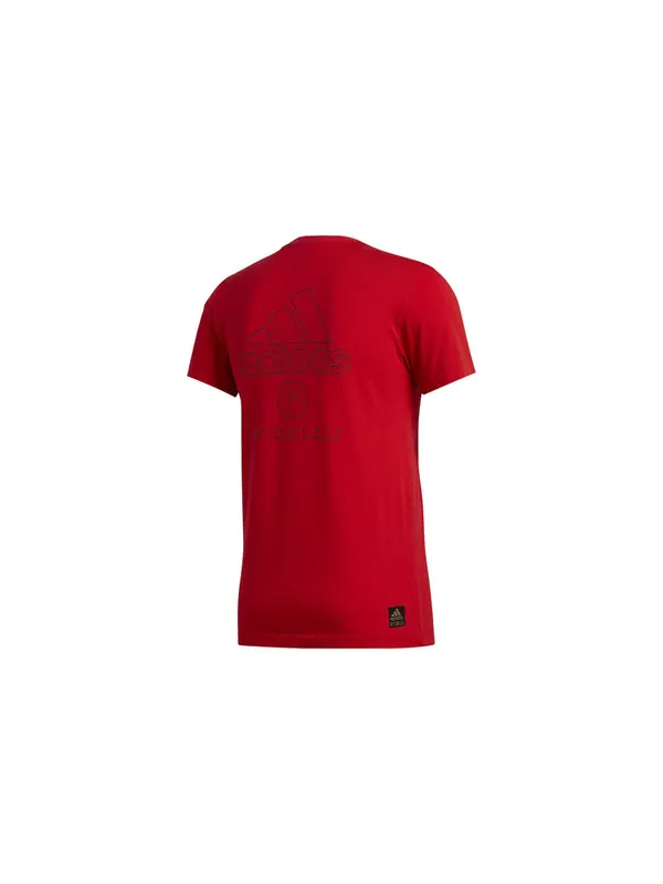 Футболка alphabet logo printing short sleeve red Adidas — изображение 2 из 4, светлый красный