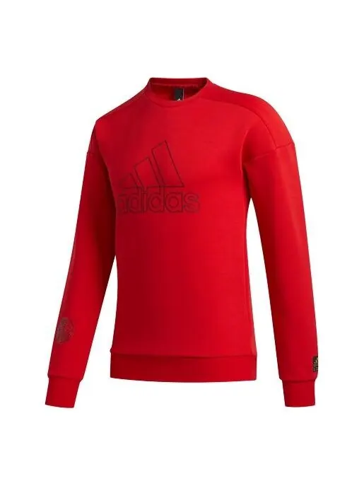 Толстовка logo printing sports pullover red Adidas — изображение 1 из 4, светлый красный