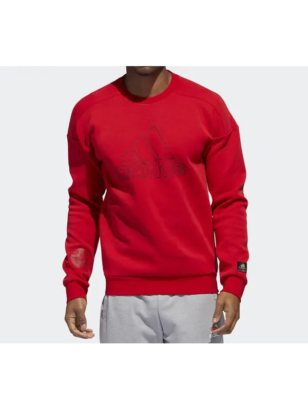 Толстовка logo printing sports pullover red Adidas — изображение 3 из 4, светлый красный