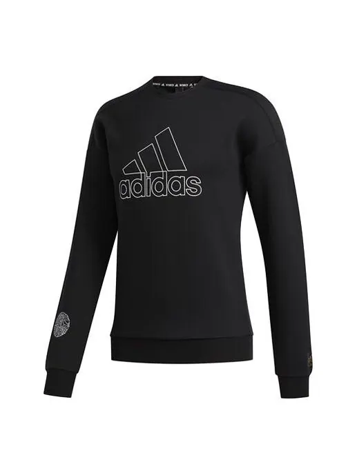 Толстовка logo printing sports pullover black Adidas — изображение 1 из 4, черный
