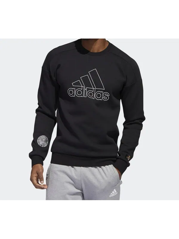 Толстовка logo printing sports pullover black Adidas — изображение 3 из 4, черный
