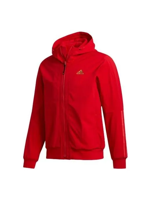 Куртка adidas CNY TT Casual Sports Hooded Jacket Red — изображение 1 из 4, светлый красный