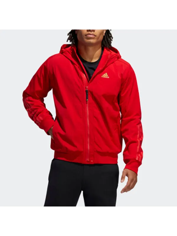 Куртка adidas CNY TT Casual Sports Hooded Jacket Red — изображение 3 из 4, светлый красный