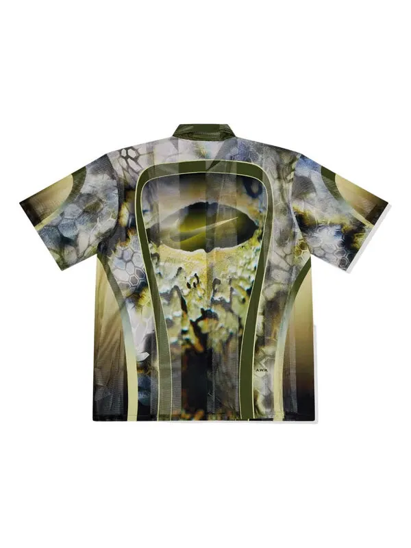 Рубашка x nocta opal button-down short sleeve shirt 'pilgrim oil green' Nike — изображение 2 из 2, зеленый/черный