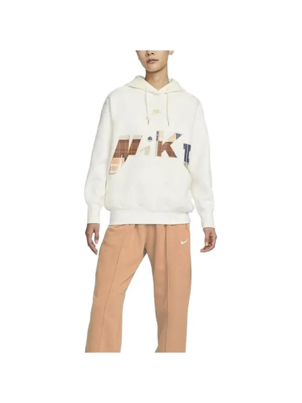 Толстовка (WMNS) Nike Sportswear Fleece Pullover Hoodie 'Ivory white' — изображение 1 из 3, слоновая кость белый
