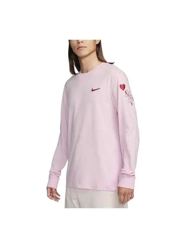 Футболка спортивная одежда футболка с длинным рукавом Nike — изображение 1 из 4, розовый
