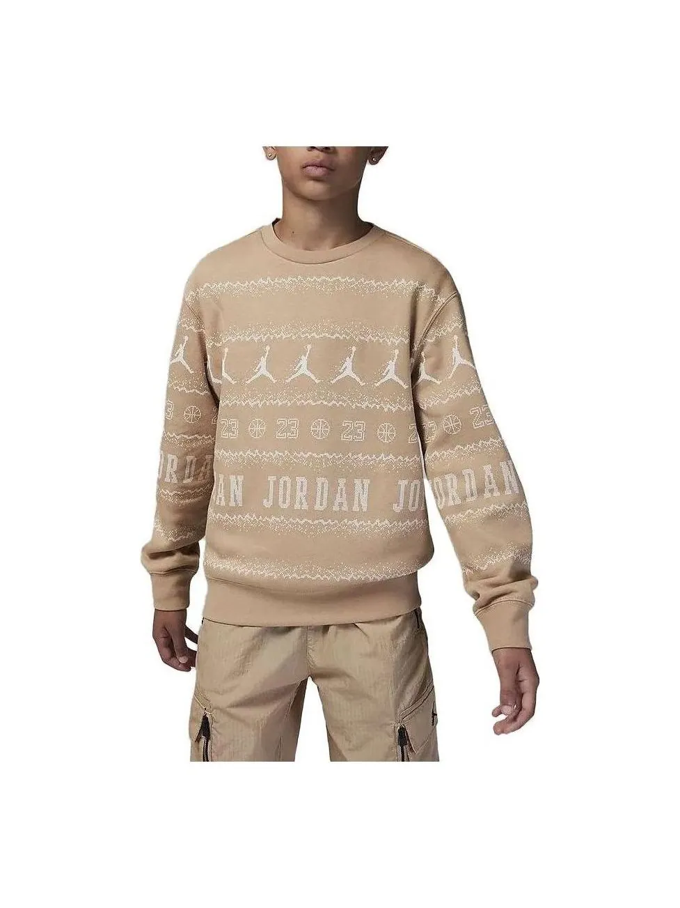 Спортивный топ (PS) Air Jordan MJ Holiday Fleece Crew Top 'Hemp' FV5658-200 — изображение 1 из 2, конопляный