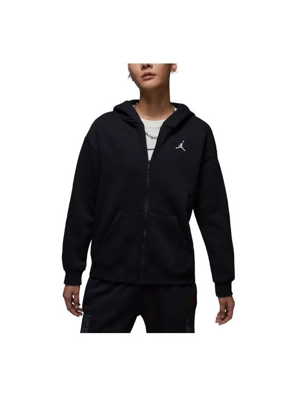Куртка brooklyn fleece full zip hoodie asia sizing 'black' Air Jordan — изображение 1 из 2, черный/белый