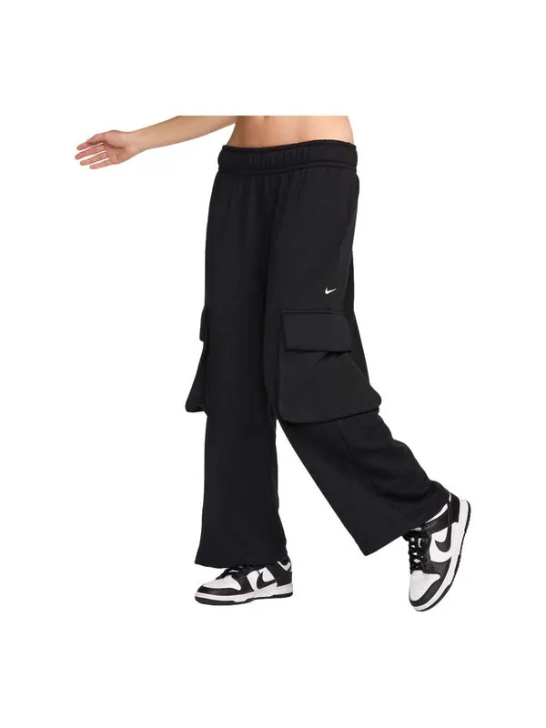 Брюки sportswear low rise oversized french terry pants asia sizing 'black' Nike — изображение 1 из 2, светлый бежевый/черный