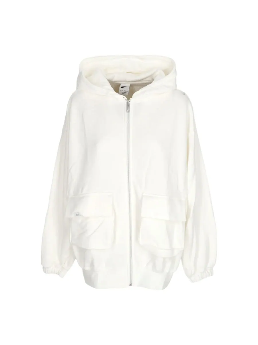 Куртка (WMNS) Nike Sportswear Oversized Full-Zip French Terry Hoodie Asia Sizing 'Sail Light Orewood Brown', бежевый