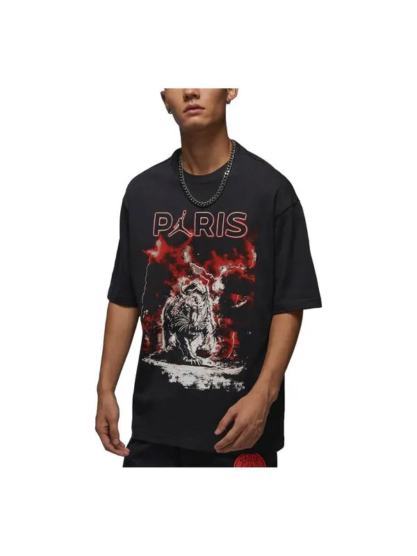 Футболка paris saint-germain graphic t-shirt asia sizing 'off noir' Air Jordan — изображение 1 из 2, черный
