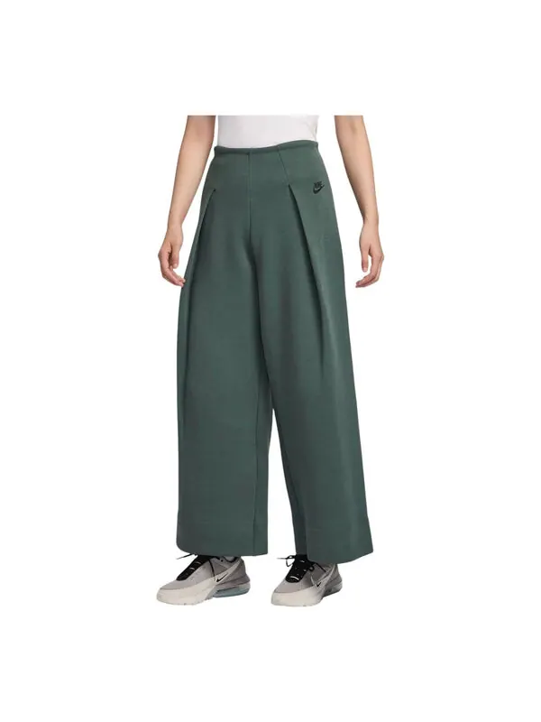 Брюки sportswear tech fleece high-waisted pants 'green' Nike — изображение 1 из 2, винтажный зеленый/черный