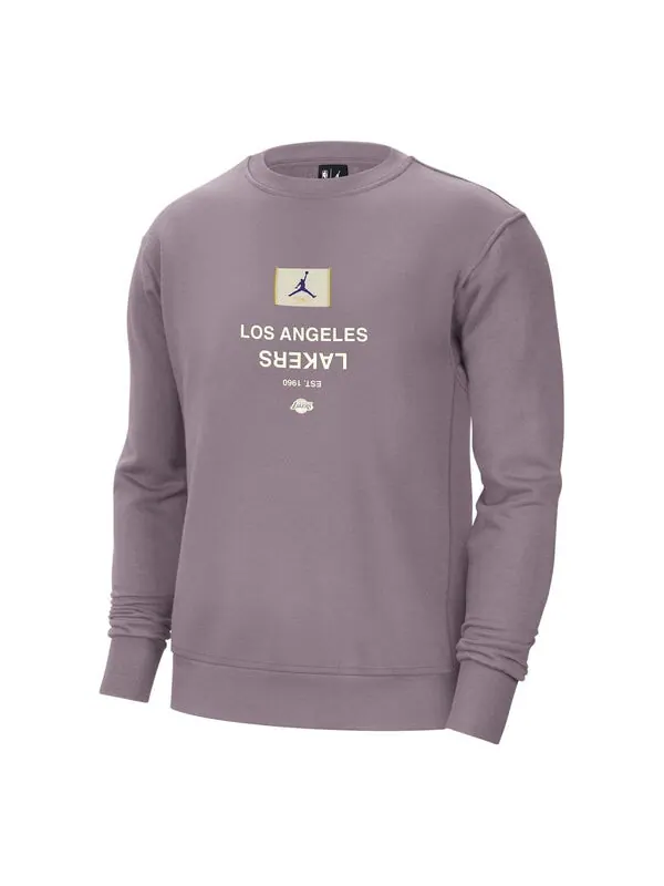 Свитер los angeles lakers courtside nba fleece crew-neck sweatshirt asia sizing 'purple smoke' Air Jordan, фиолетовый