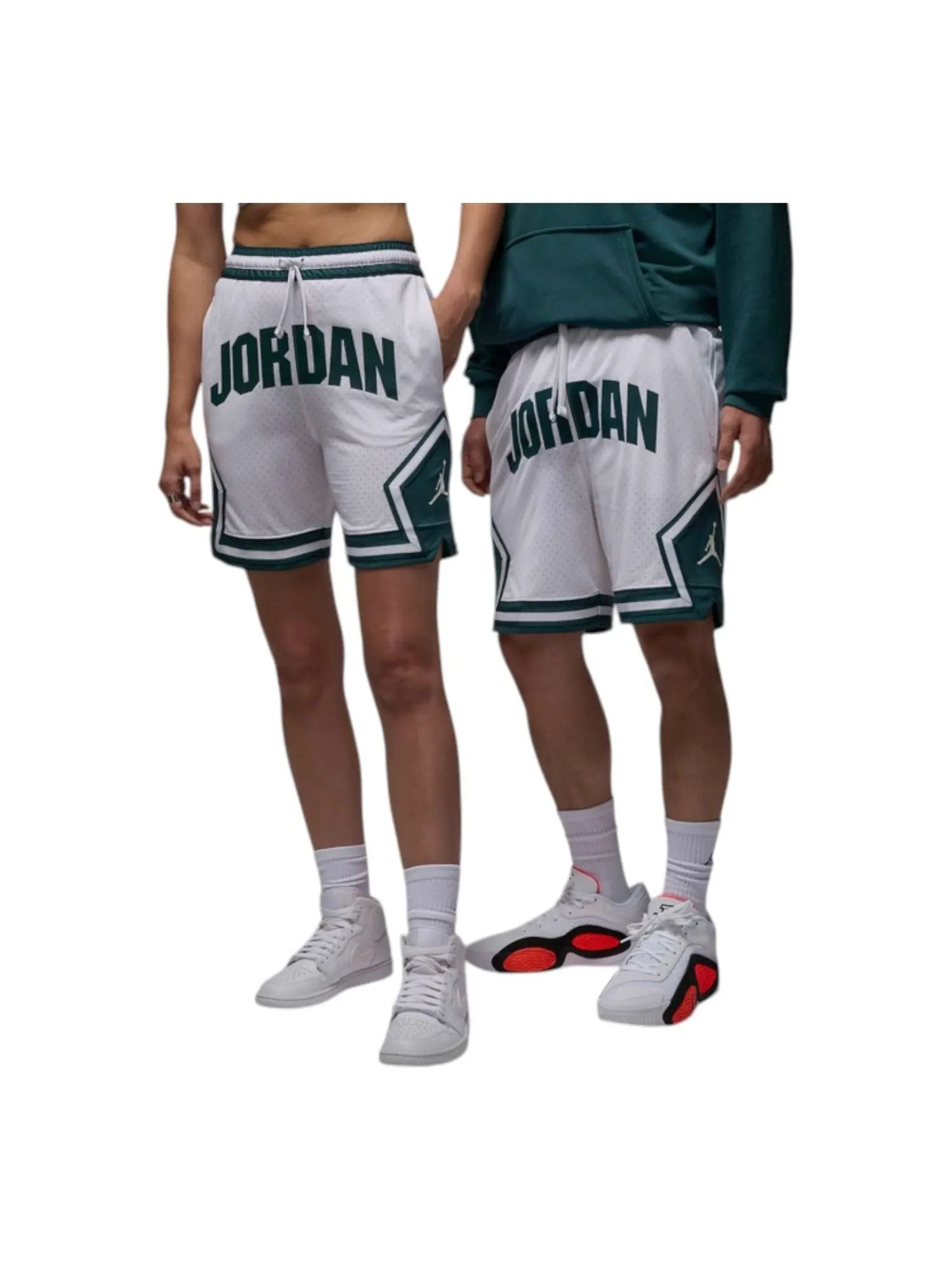 Шорты Air Jordan Sport Dri-FIT Diamond Shorts 'White/Oxidised Green' — изображение 1 из 2, белый/зеленый/белый