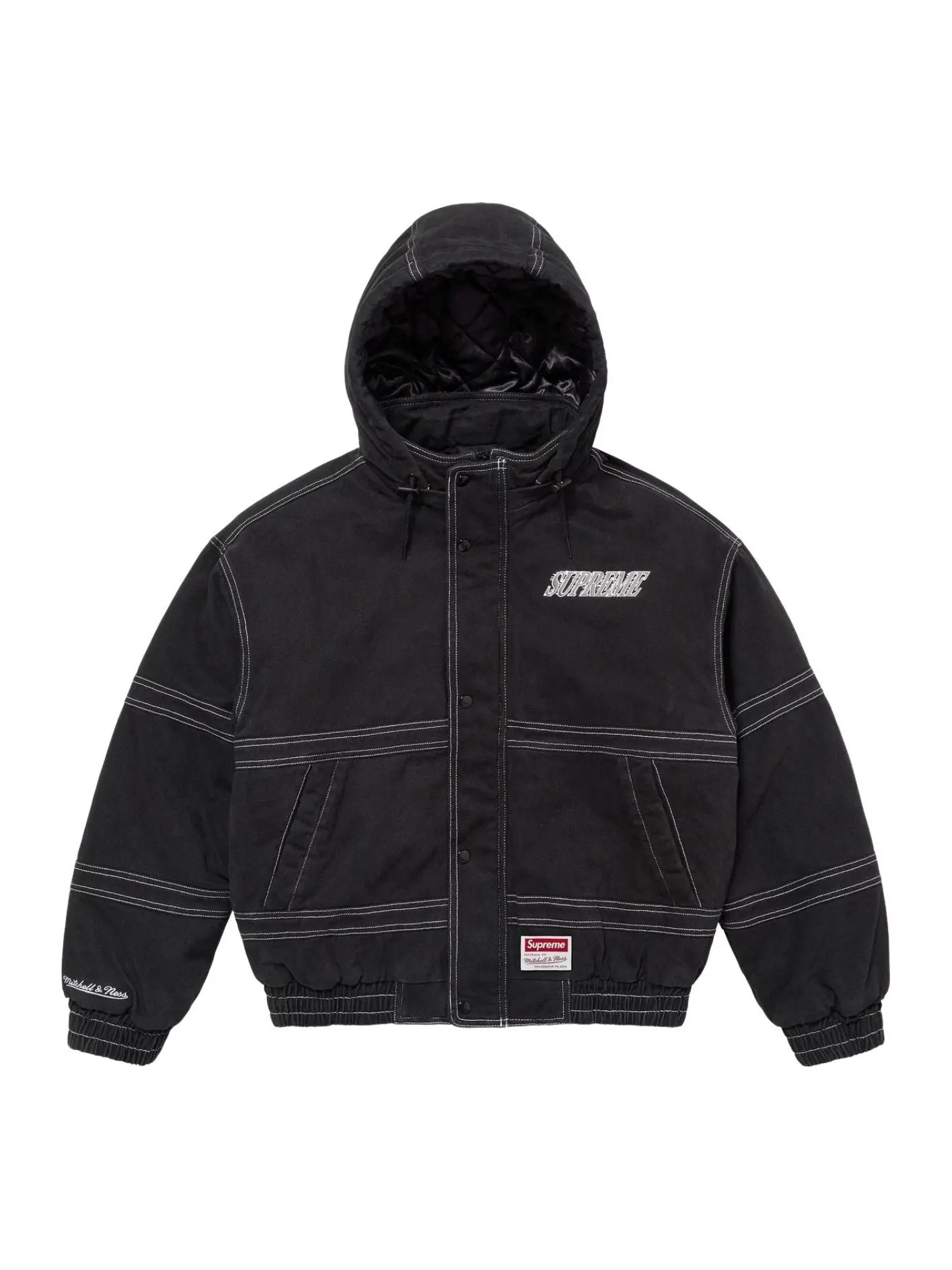 Куртка Supreme x Mitchell & Ness Twill Stadium Jacket 'Black' — изображение 1 из 4, черный