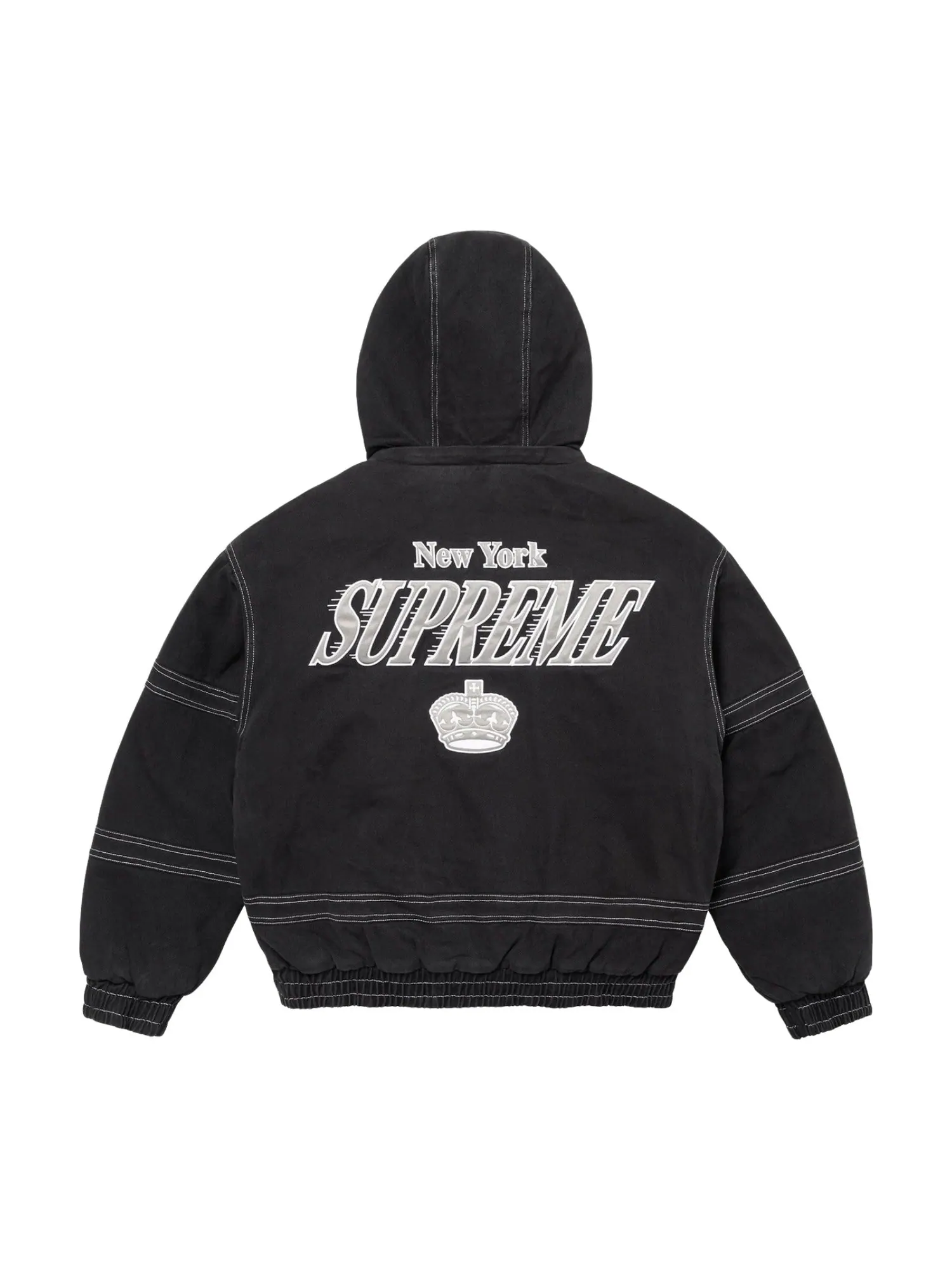 Куртка Supreme x Mitchell & Ness Twill Stadium Jacket 'Black' — изображение 3 из 4, черный