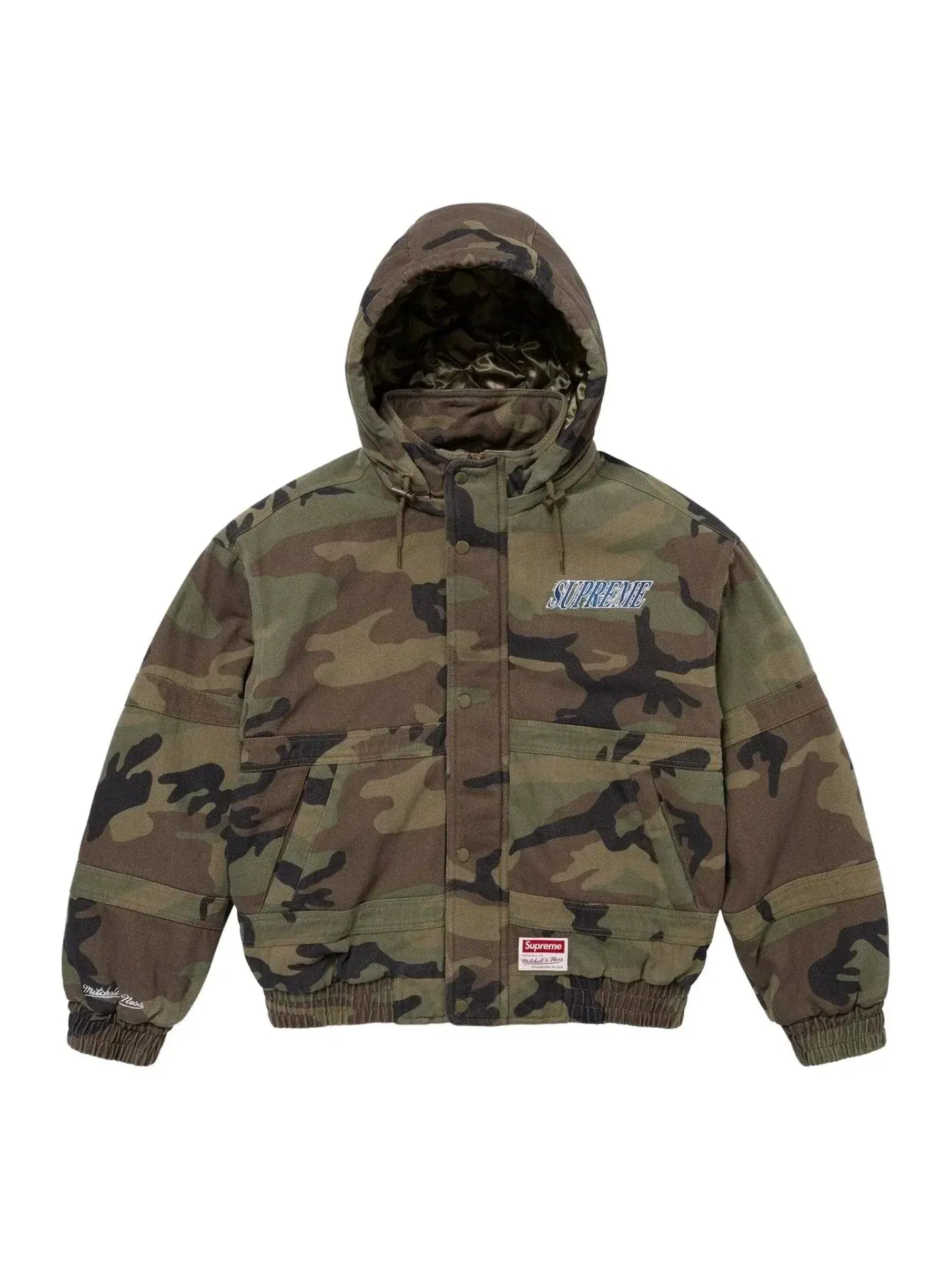Куртка Supreme x Mitchell & Ness Twill Stadium Jacket 'Woodland Camo' FW24J106-WOODLAND-CAMO — изображение 1 из 4, мульти